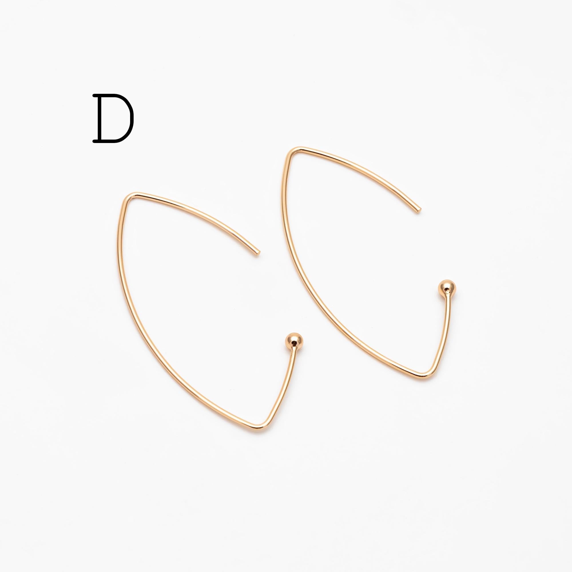 10pcs Gold/ Silver/ Rose Gold Brass Ear Hooks 20x14mm, Simple Earwires Earring Components (GB-947)